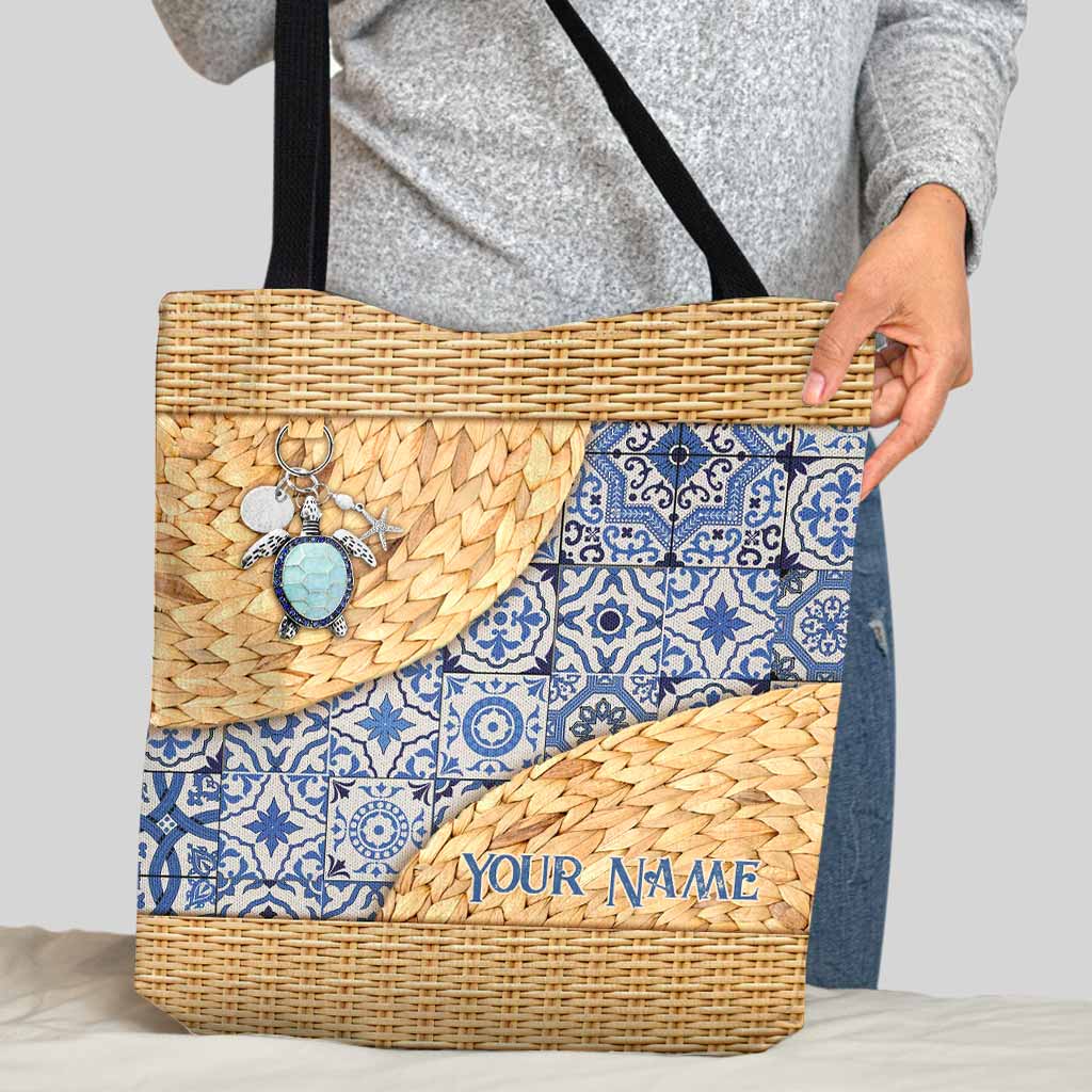 Love Turtles Eclectic Style - Personalized Tote Bag With 3D Pattern Print