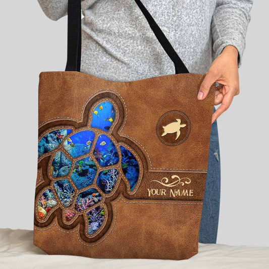 Into The Ocean I Go - Personalized Turtle Tote Bag