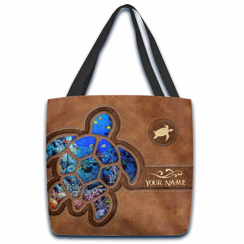 Into The Ocean I Go - Personalized Turtle Tote Bag