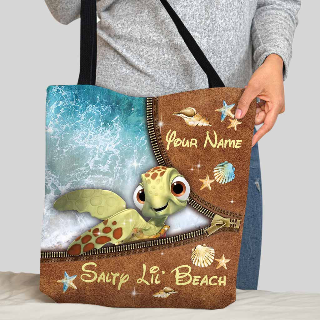 Salty Lil' Beach - Personalized Turtle Tote Bag