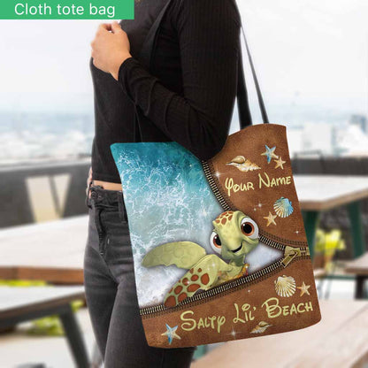 Salty Lil' Beach - Personalized Turtle Tote Bag