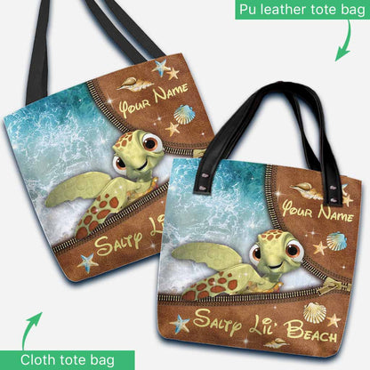 Salty Lil' Beach - Personalized Turtle Tote Bag