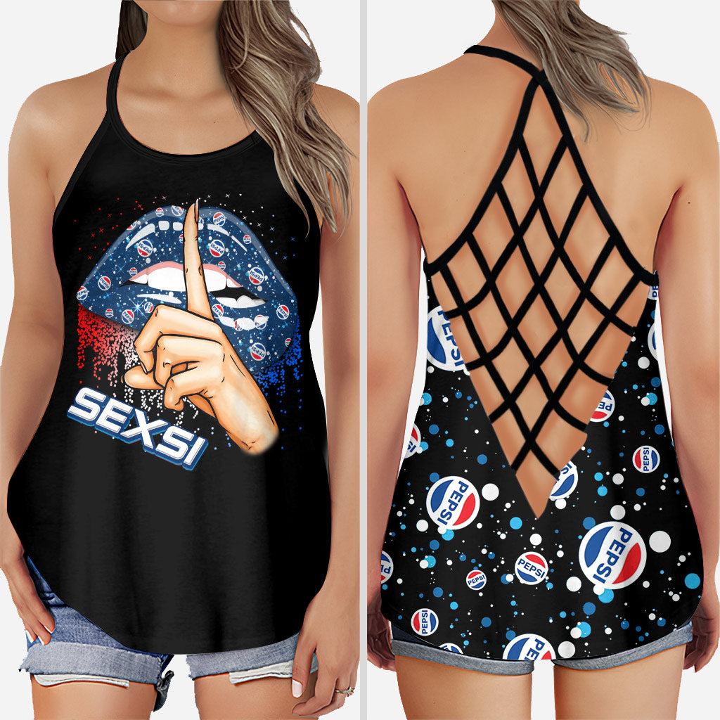 Cool Girls Love - Blue Soft Drink Cross Tank Top