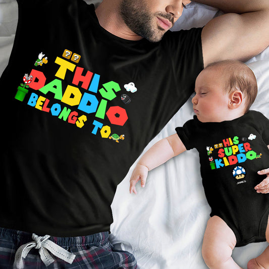 My Cool Daddio - Personalized Super Plumber T-shirt And Baby Onesie
