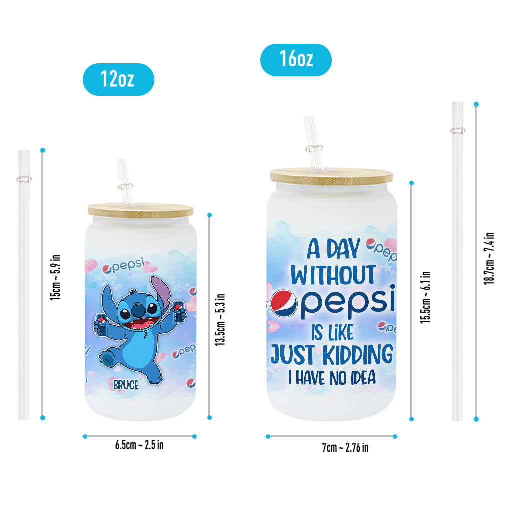 A Day Without - Personalized Blue Soft Drink Can Glass