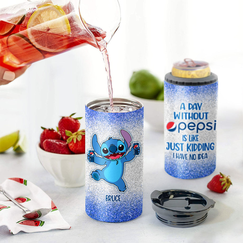 A Day Without - Personalized Blue Soft Drink Can Cooler