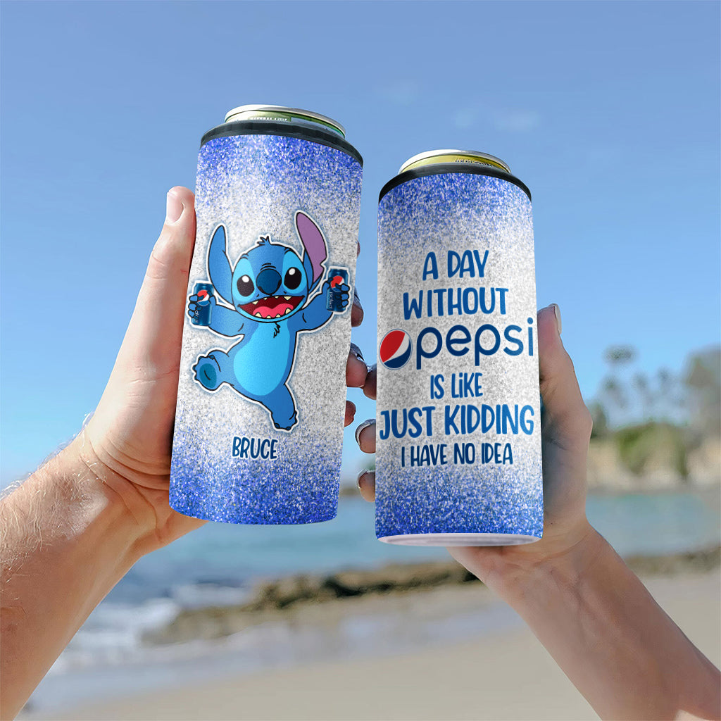 A Day Without - Personalized Blue Soft Drink Can Cooler