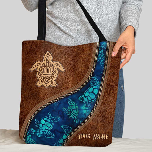 Blue Sea Turtle - Personalized Turtle Tote Bag
