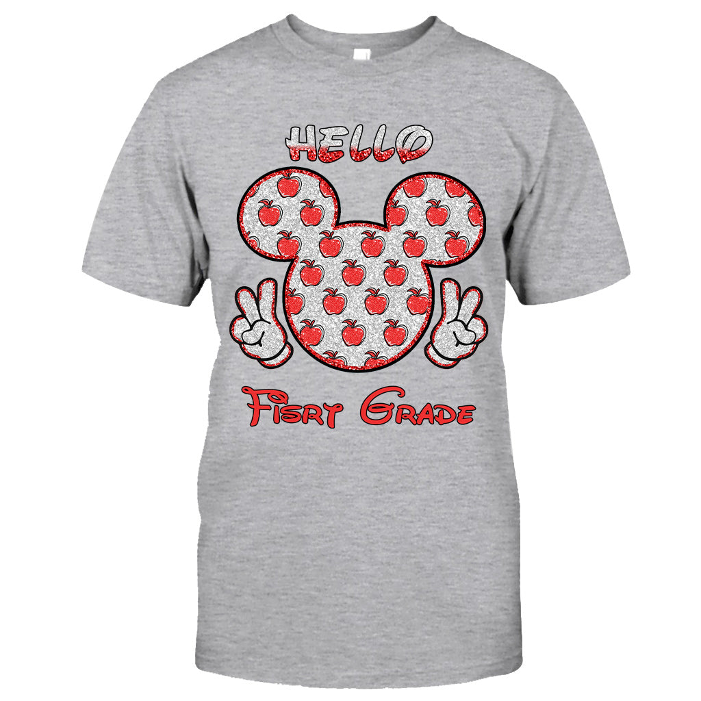 Hello School - Personalized Teacher T-shirt and Hoodie With Faux Glitter Print