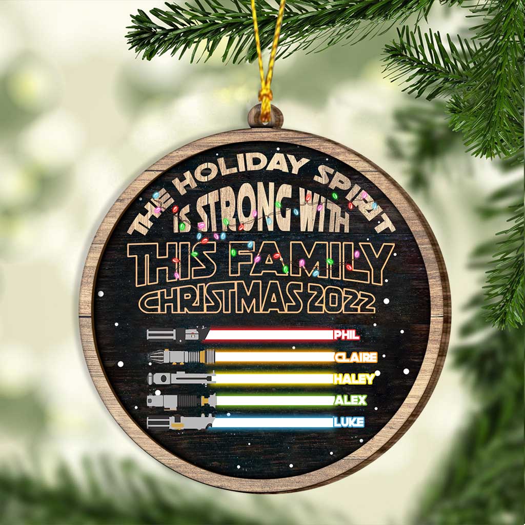 Holiday Spirit Is Strong With This Family - Personalized Christmas Family Layered Wood Ornament