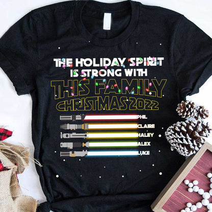 Holiday Spirit Is Strong With This Family - Personalized Christmas Family T-shirt and Hoodie