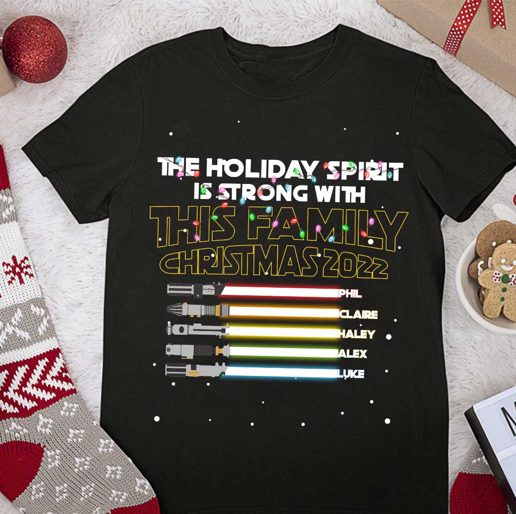 Holiday Spirit Is Strong With This Family - Personalized Christmas Family T-shirt and Hoodie