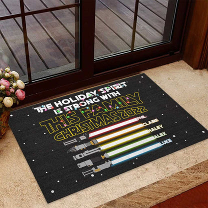 Holiday Spirit Is Strong With This Family - Personalized Christmas Family Doormat