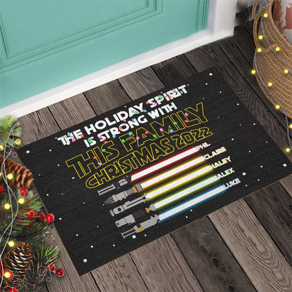 Holiday Spirit Is Strong With This Family - Personalized Christmas Family Doormat