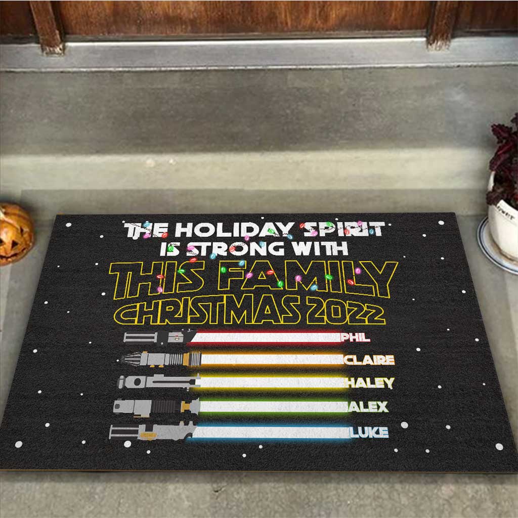 Holiday Spirit Is Strong With This Family - Personalized Christmas Family Doormat