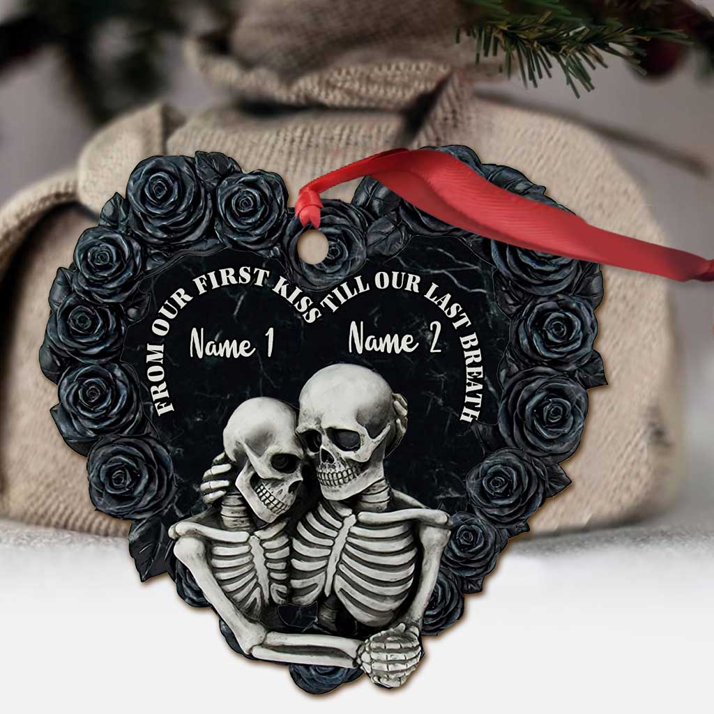 Till Our Last Breath - Personalized Christmas Skull Ornament (Printed On Both Sides)