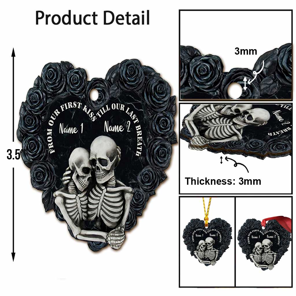 Till Our Last Breath - Personalized Christmas Skull Ornament (Printed On Both Sides)