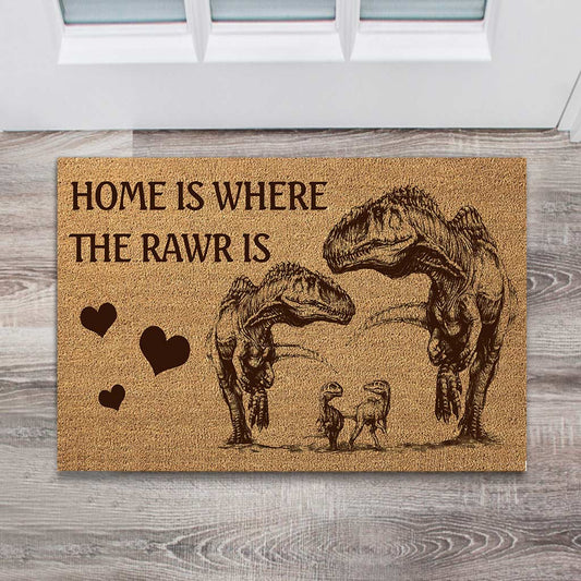 Home Is Where The Rawr Is - Dinosaur Doormat