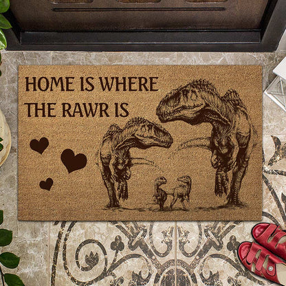 Home Is Where The Rawr Is - Dinosaur Doormat