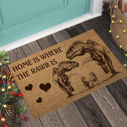 Home Is Where The Rawr Is - Dinosaur Doormat