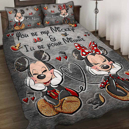 You And Me Mouse Ears Couple - Personalized Quilt Set