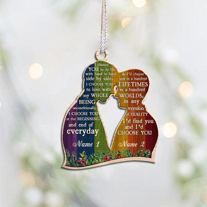 I Choose You - Personalized Christmas LGBT Support Ornament (Printed On Both Sides)