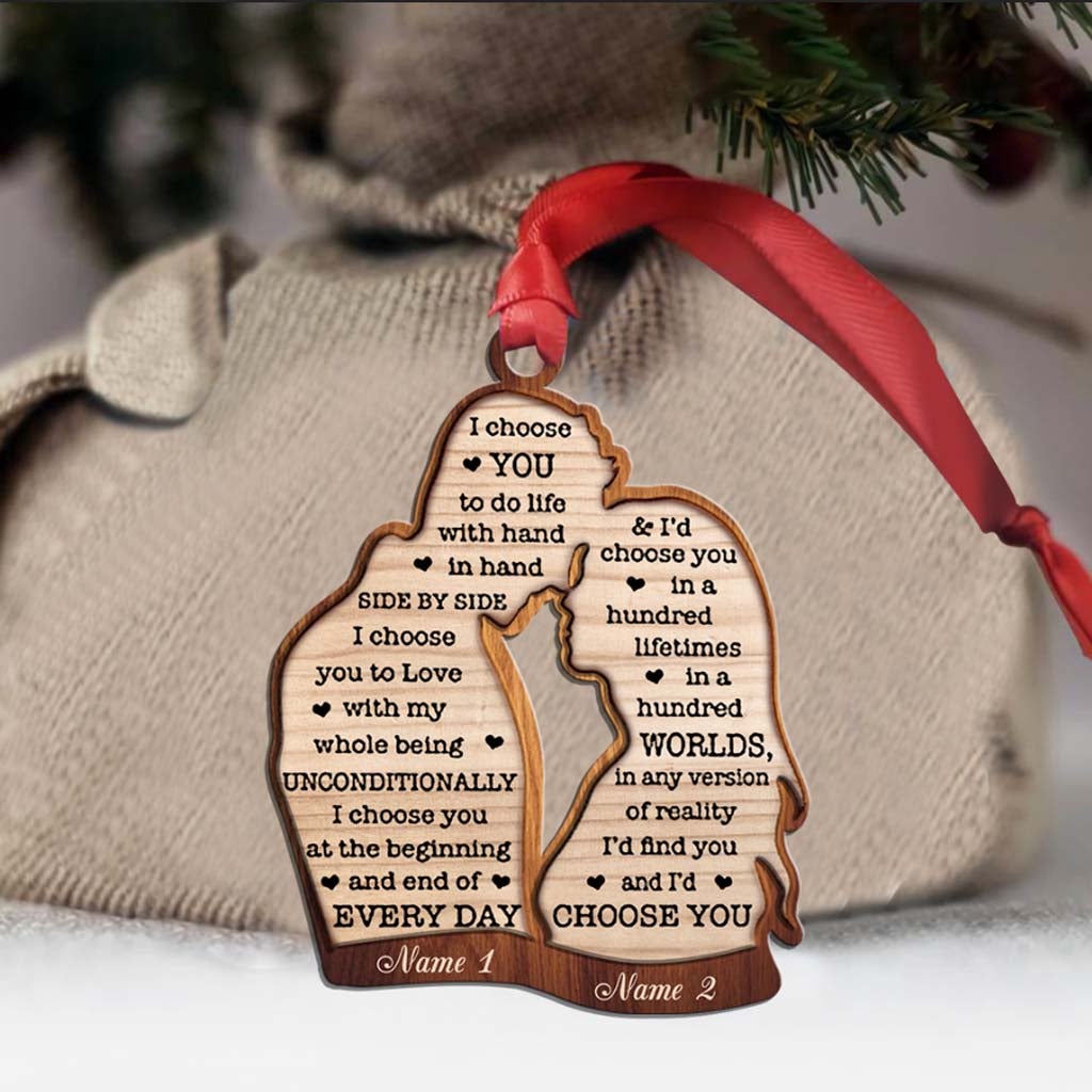 I Choose You - Personalized Christmas Couple Ornament (Printed On Both Sides)