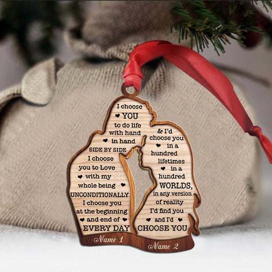 I Choose You - Personalized Christmas Couple Ornament (Printed On Both Sides)