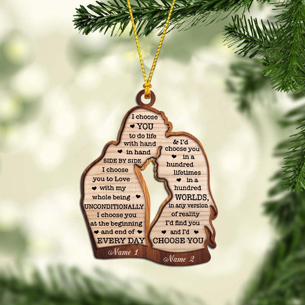 I Choose You - Personalized Christmas Couple Ornament (Printed On Both Sides)