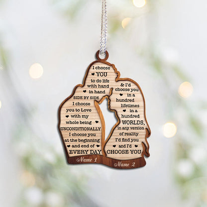 I Choose You - Personalized Christmas Couple Ornament (Printed On Both Sides)