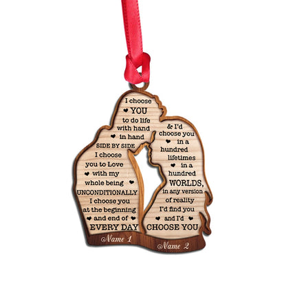 I Choose You - Personalized Christmas Couple Ornament (Printed On Both Sides)