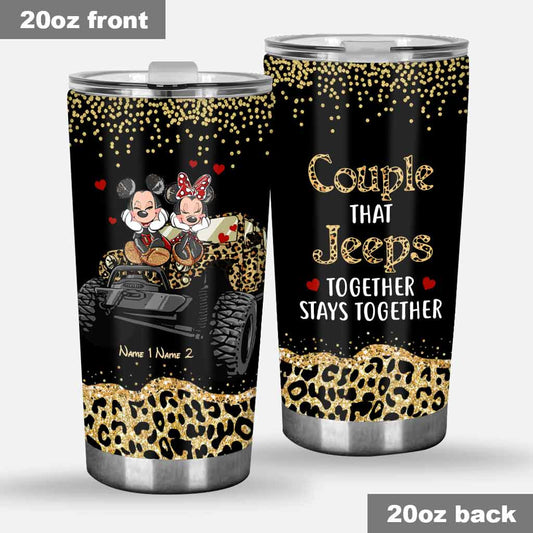 King And Queen - Personalized Couple Car Tumbler With 3D Pattern Print