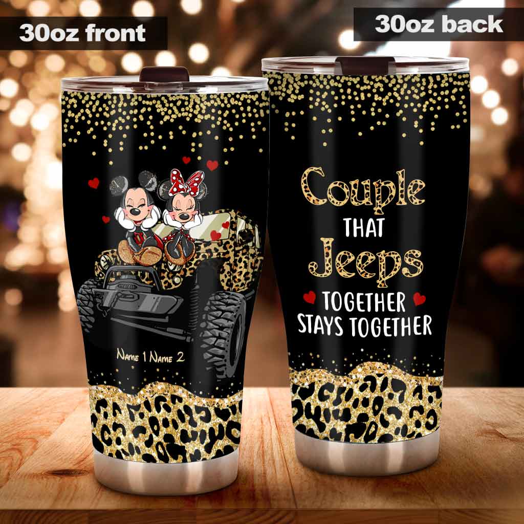 King And Queen - Personalized Couple Car Tumbler With 3D Pattern Print