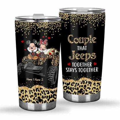 King And Queen - Personalized Couple Car Tumbler With 3D Pattern Print