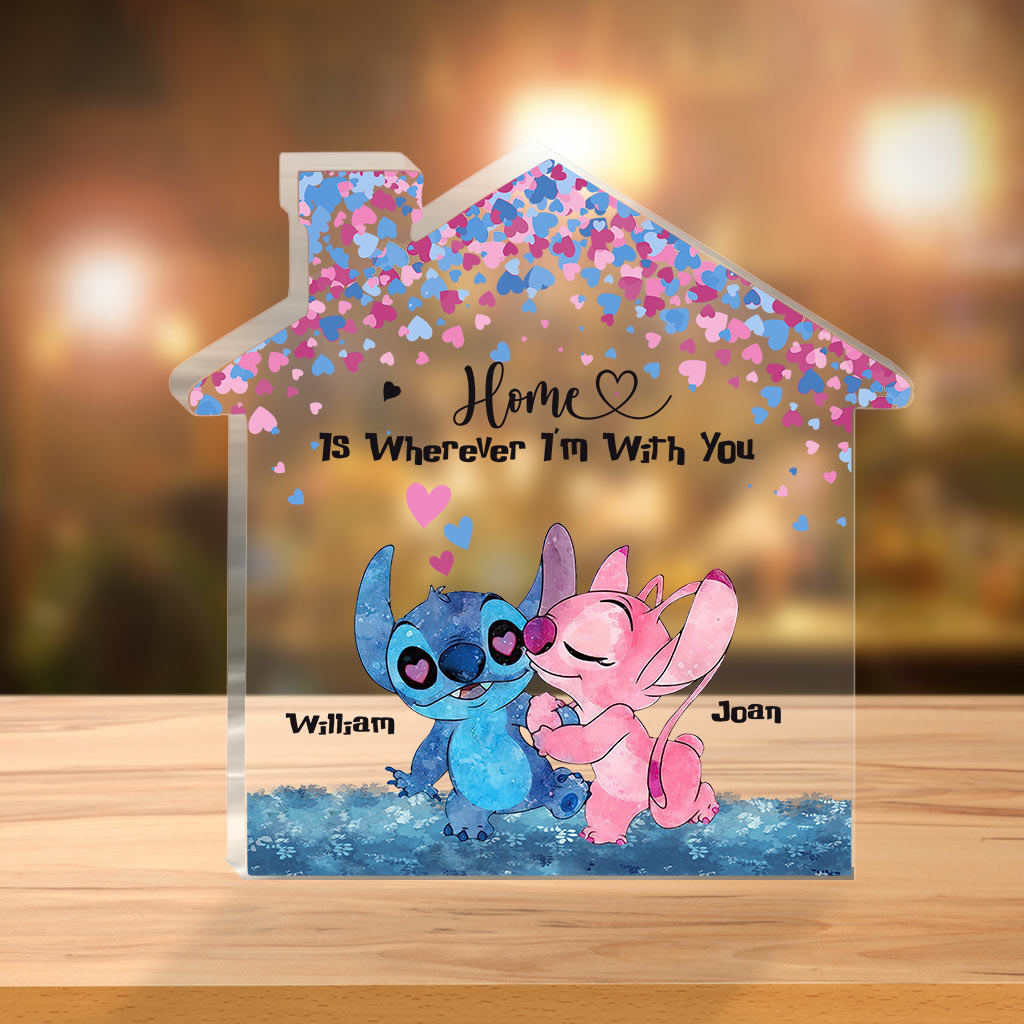 Home Is Wherever I'm With You - Personalized Couple Ohana Custom Shaped Acrylic Plaque