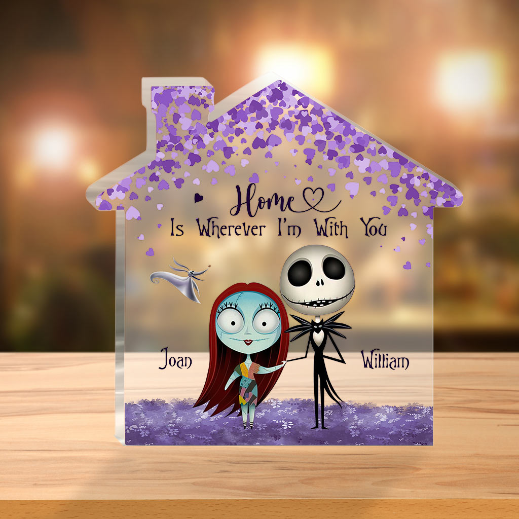 Home Is Wherever I'm With You - Personalized Couple Nightmare Custom Shaped Acrylic Plaque