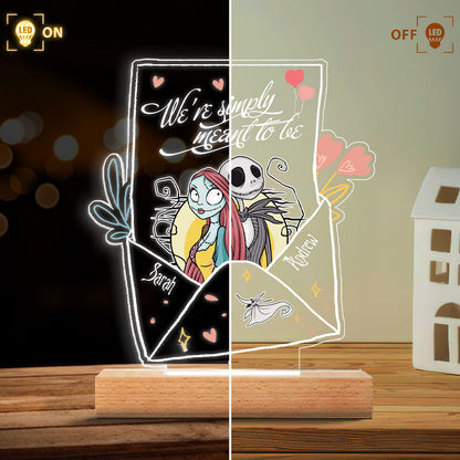 We’re Simply Meant To Be - Personalized Couple Nightmare Shaped Plaque Light Base