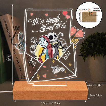 We’re Simply Meant To Be - Personalized Couple Nightmare Shaped Plaque Light Base