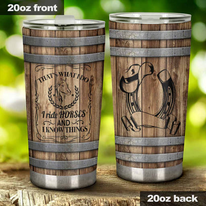 Love Horses Faux Wood Print Tumbler