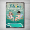 Welcome To Our Pool - Personalized Backyard Rectangle Metal Sign