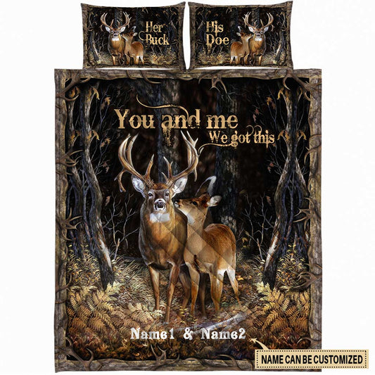 You And Me - Hunting Personalized Quilt Bed Set