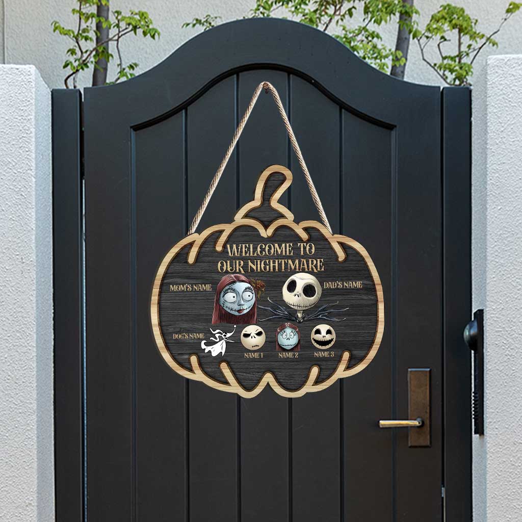 Welcome To Our Nightmare - Personalized Halloween Wood Sign