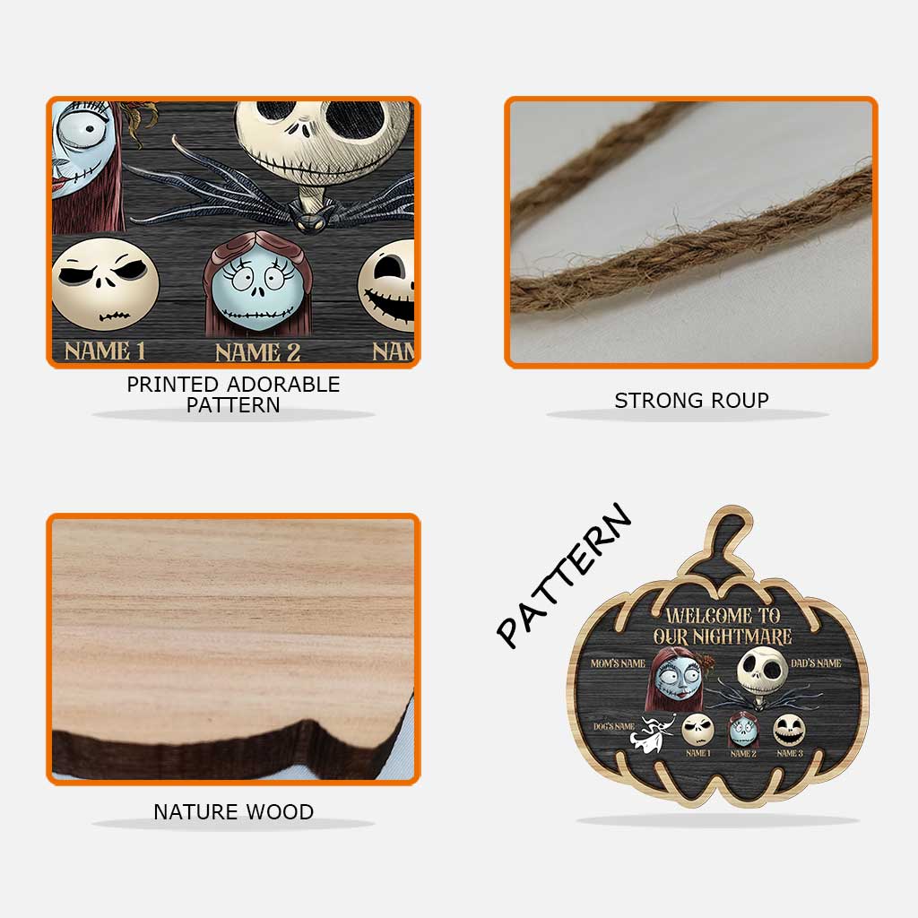 Welcome To Our Nightmare - Personalized Halloween Wood Sign