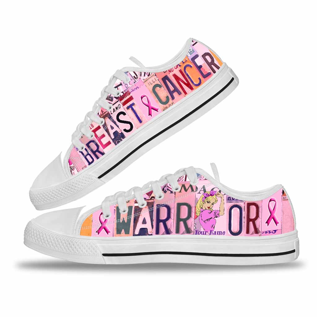 Breast Cancer Warrior License Plates Personalized Low Top Shoes