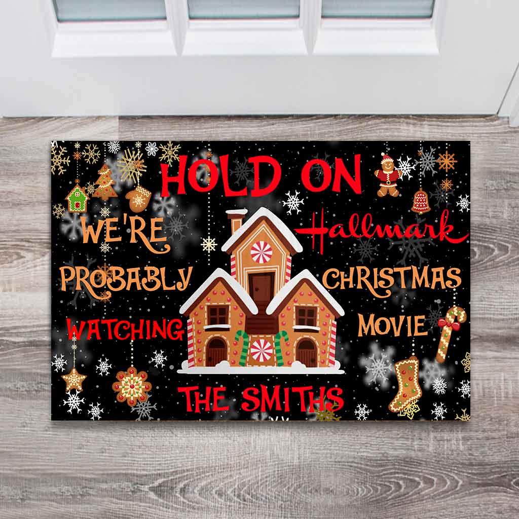 Hold On - Personalized Christmas Doormat