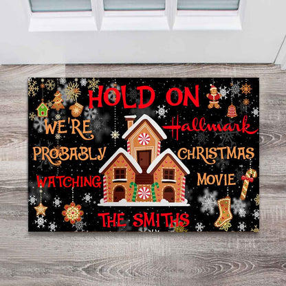 Hold On - Personalized Christmas Doormat