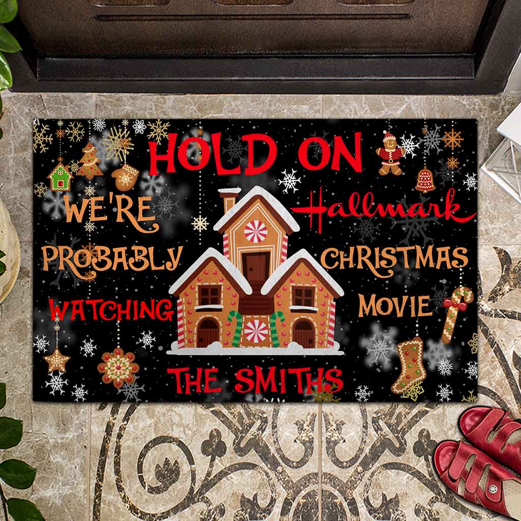 Hold On - Personalized Christmas Doormat