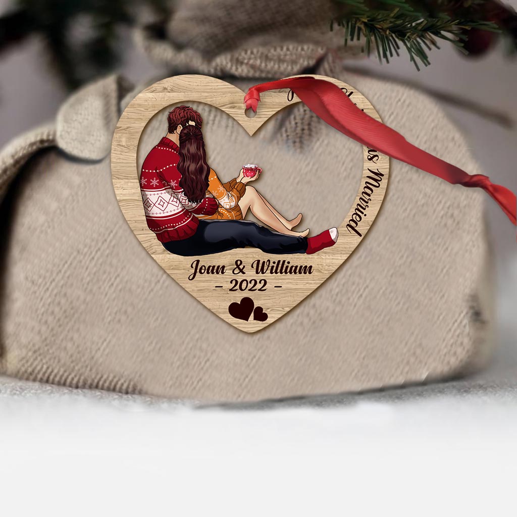 Home is Where You Hang - Personalized Christmas Couple Layers Mix Ornament