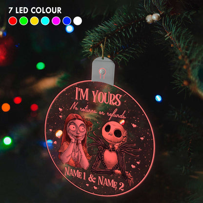 We're Simply Meant To Be - Personalized Christmas Nightmare Round Led Acrylic Ornament