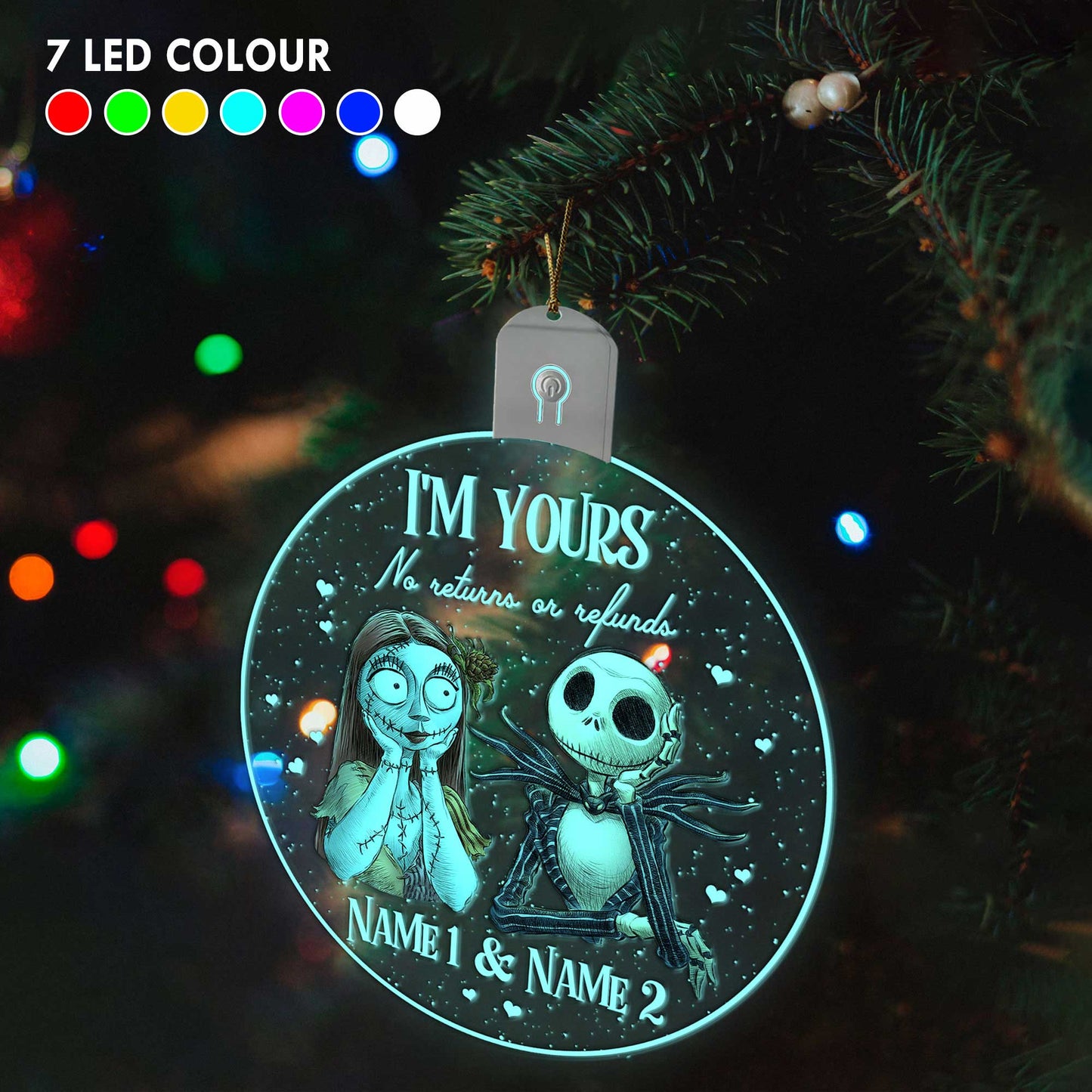 We're Simply Meant To Be - Personalized Christmas Nightmare Round Led Acrylic Ornament